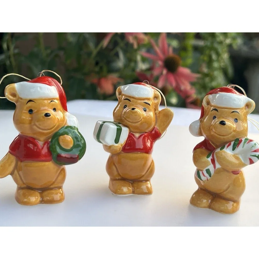 Vintage 70’s 3 Winnie the Pooh Disney Productions Japan Christmas Ornaments